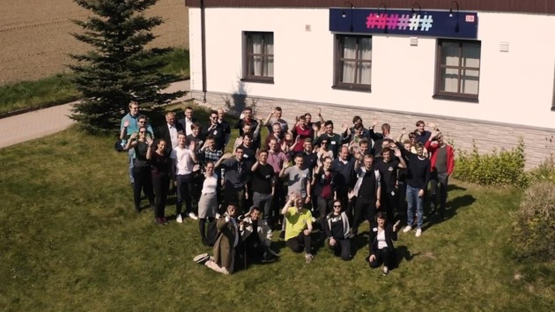 Group picture taken outside from above