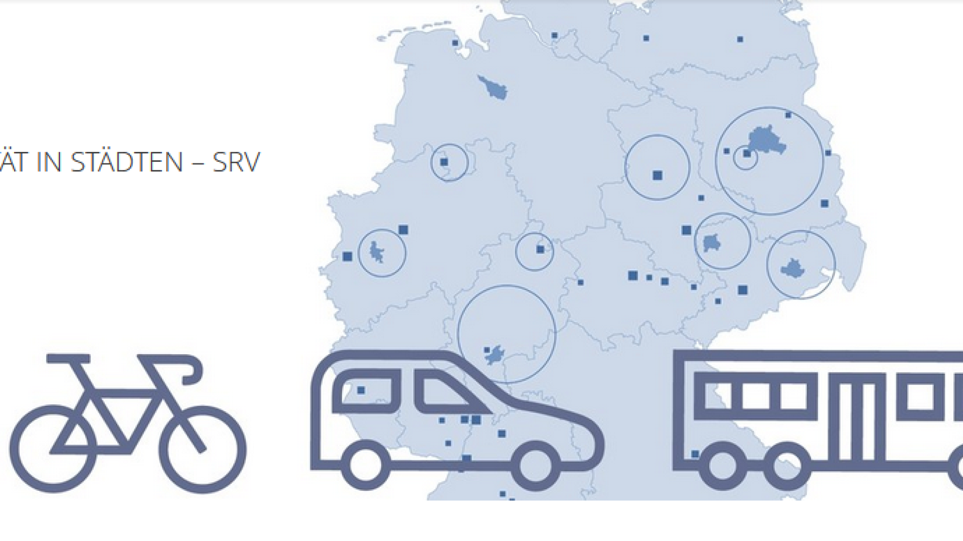 blaues Piktogramm: Mensch, Fahrrad, Auto und Bus vor einer Deutschlandkarte