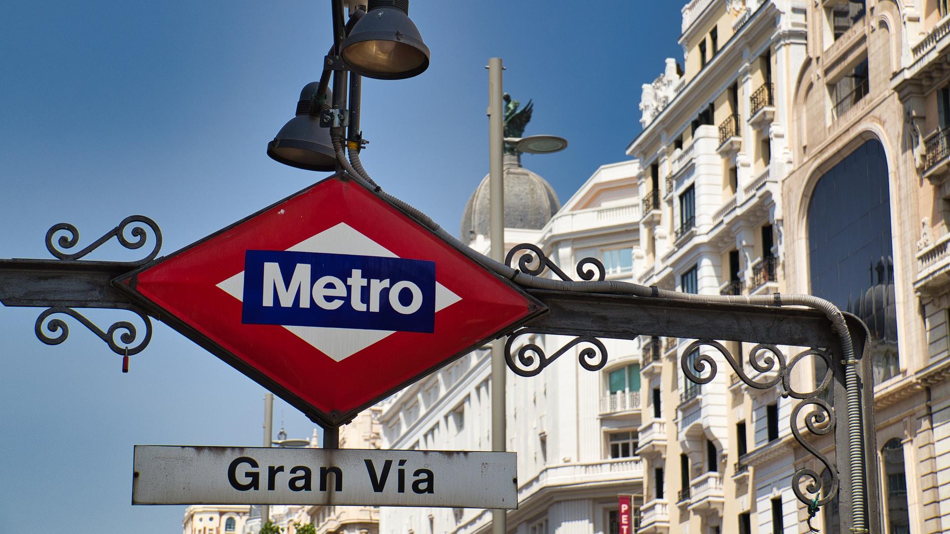 Sign Metro Station Gran Via in Madrid