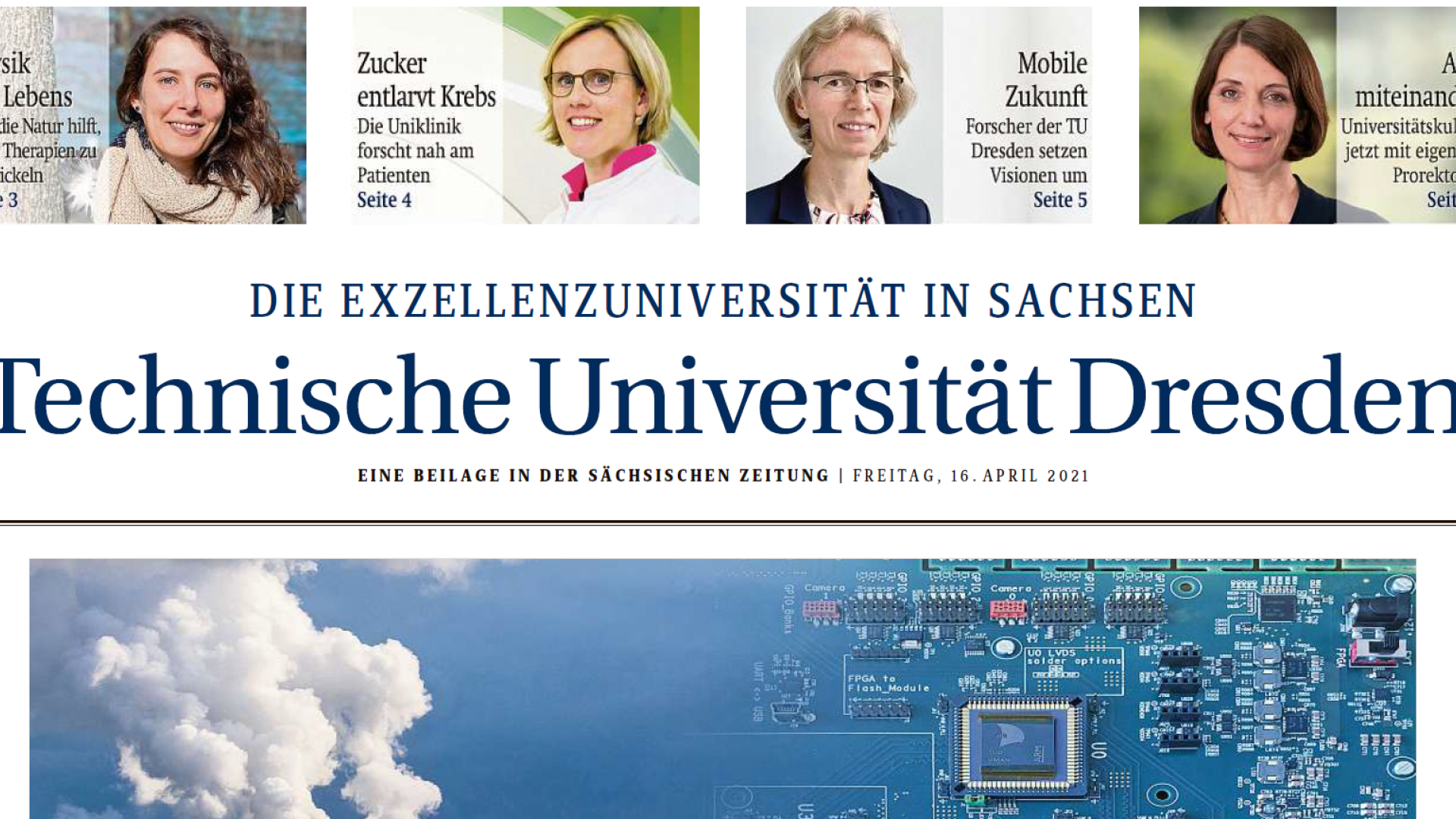 Header of the 1st page of the SZ supplement. Portraits of 4 women above side by side.