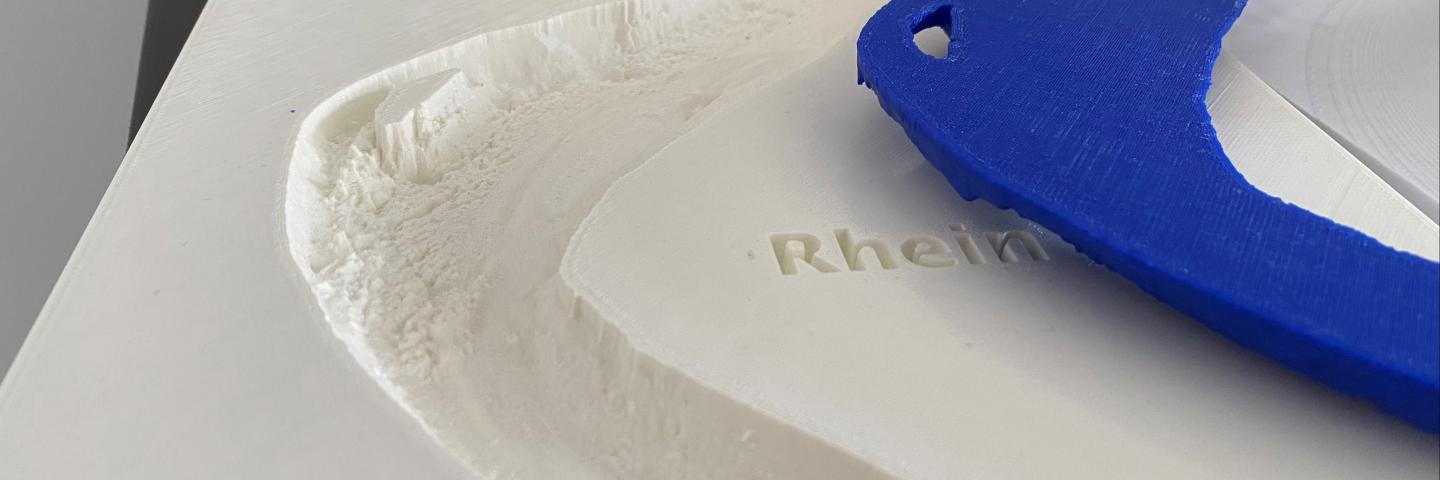 3D-gedrucktes Modell des Rheinflusses